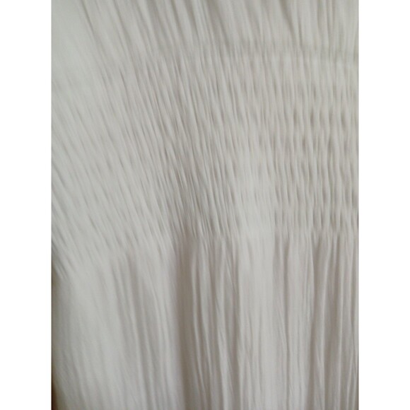 Kings Road White Sleeveless Dress Blue Embroidered Trim Lined Elastic/ Button LG - Picture 9 of 16